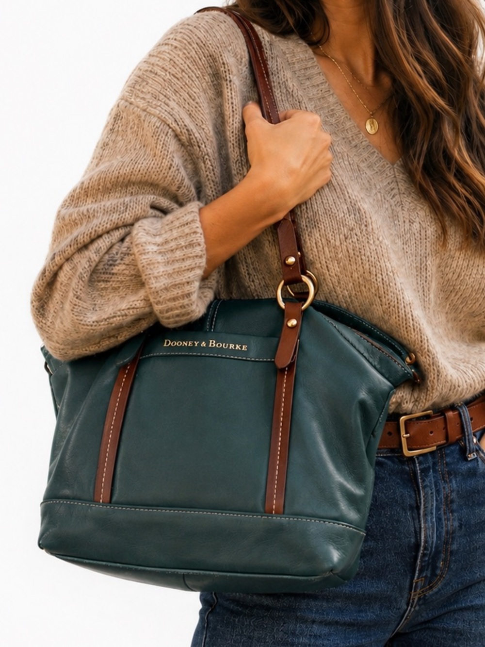 Dooney & Bourke Wayfarer Tilly Tote Green Smooth Leather Shoulder Bag